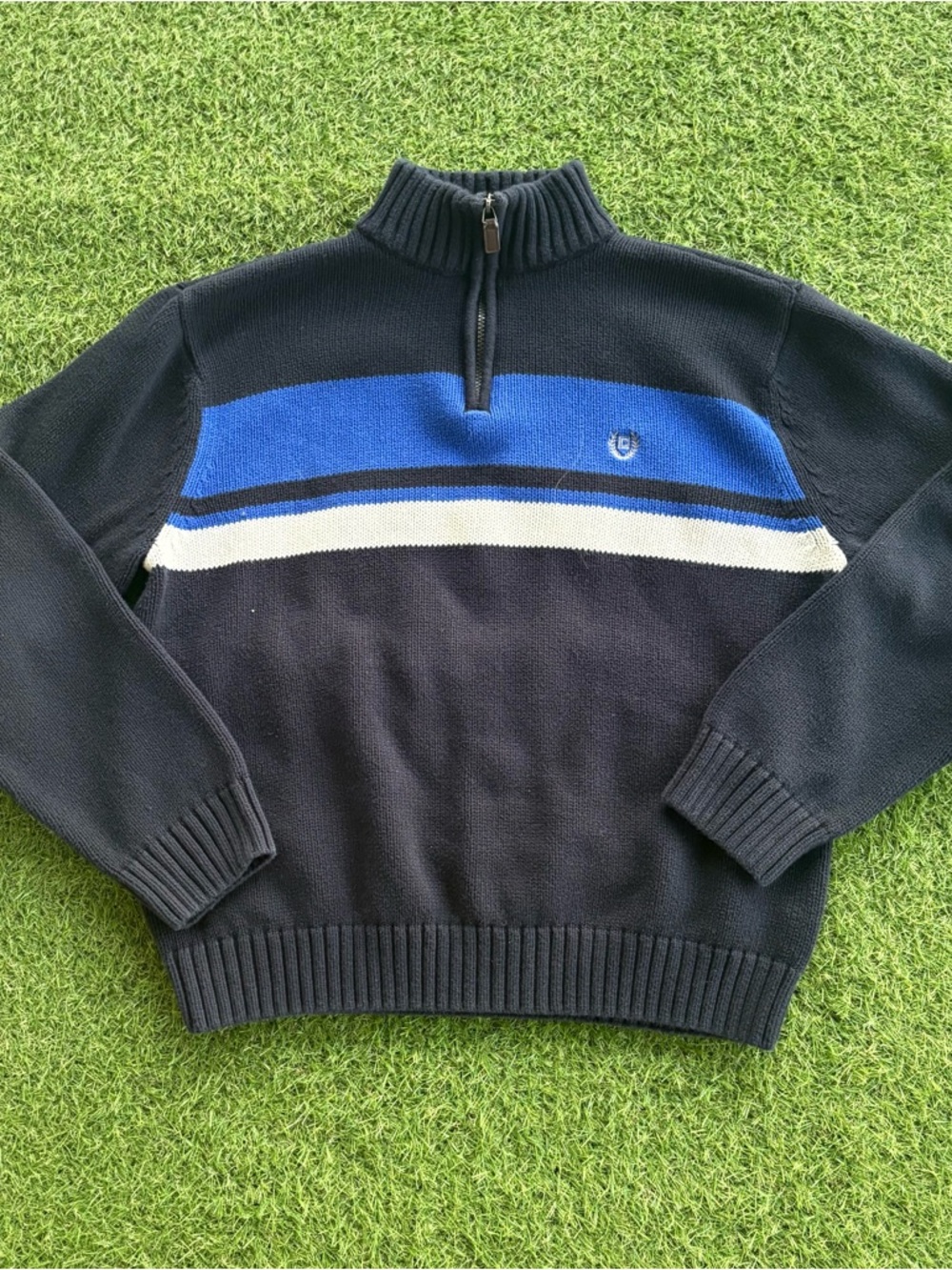 Vintage Chaps Quarter Zip Striped Knit Sweater XL